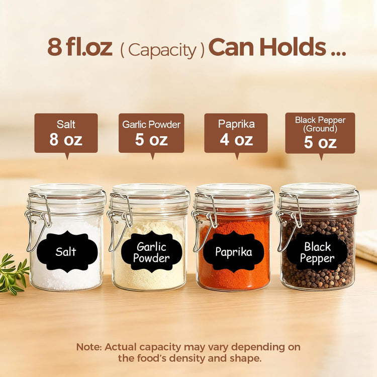 Small 8 oz Glass Jars with Airtight Lids 12 Pack Jam Pantry (12 Count)