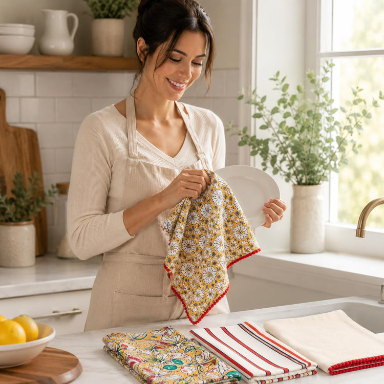 Printed Cotton Kitchen Towels (4 Count)