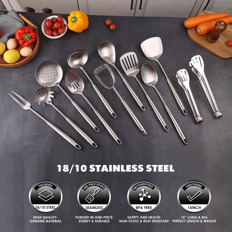 18 10 Stainless Steel Kitchen Utensils Set (12 Count)