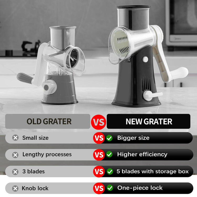 5 in 1 Rotary Cheese Grater Hand Crank