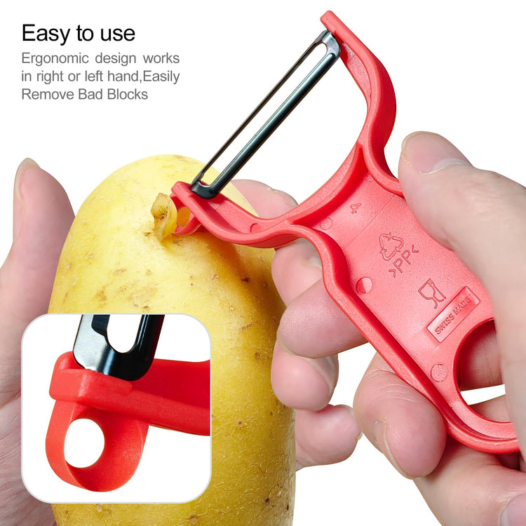 Original Vegetable Fruit Peeler Carbon Steel Blade 3 Pack Red (3 Count)