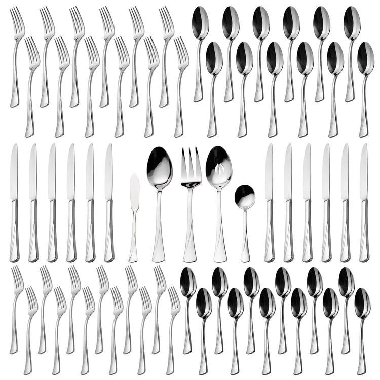 Alice 65 Piece Silverware Set Stainless Steel Flatware Set (4.99 Count)