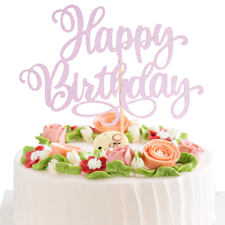 Happy Birthday Cake Toppers 9 Inch Glitter Happy Birthday Cake Toppers Pick for Birthday Anniversary Theme Party Cake Decorations Supplies