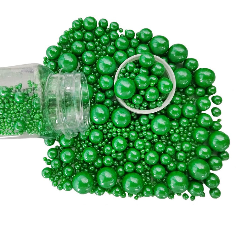 Edible Christmas Green Sugar Pearls Candy Sprinkles 120G (4.23 Ounce)