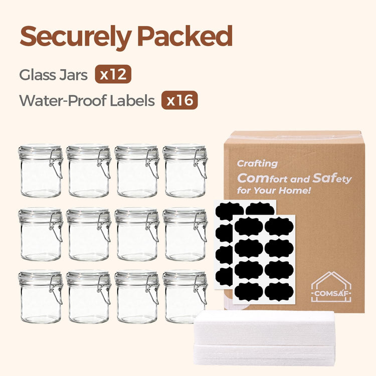 Small 8 oz Glass Jars with Airtight Lids 12 Pack Jam Pantry (12 Count)