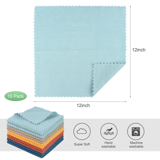 Dish Cloth for Washing Dishes Kitchen Washcloth Cleaning Cloth (10 Count)