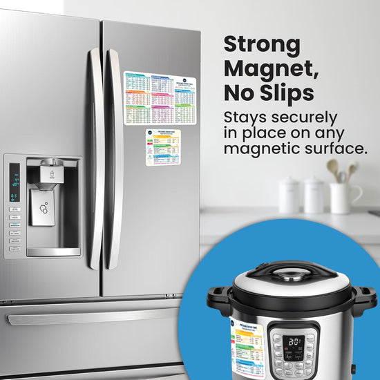 Instant Pot Cooking Times Chart - Pressure Cooker Accessories Cook Times - Easy to Use & Clean Strong Magnet Kilograms - Instant Pot Cheat Sheet Magnet Set Quick Reference Guide (White) - Nestoria