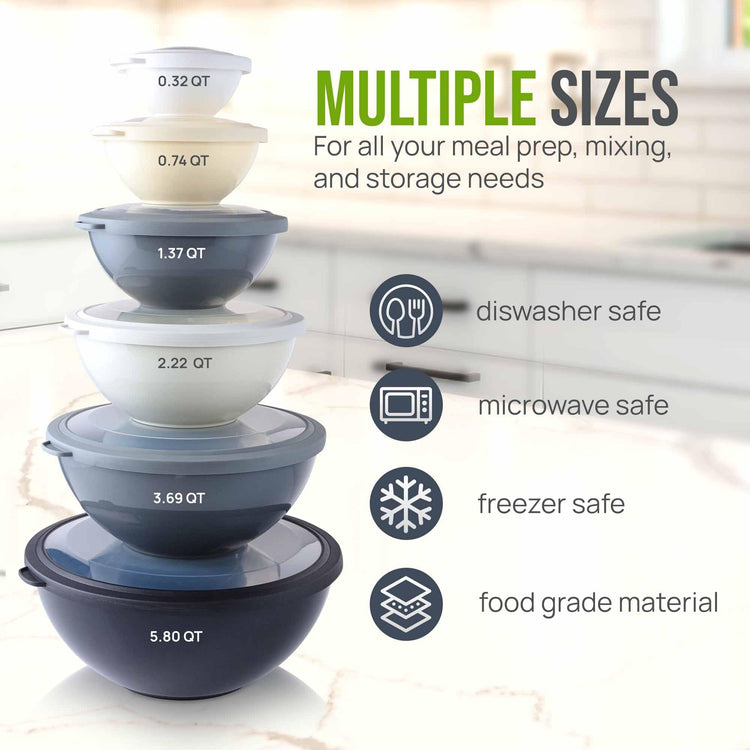 12 Piece Plastic Mixing Bowls with Leak (452.48 Count)