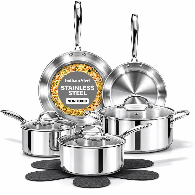10 Pcs Tri Ply Stainless Steel Cookware Set
