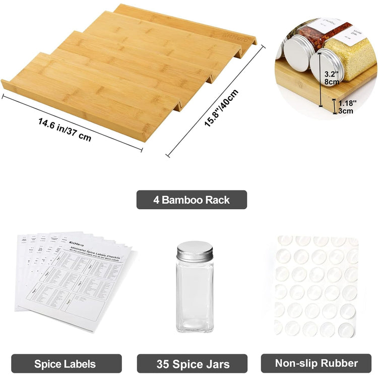 Spice Drawer Organizer with 35 Spice Jars