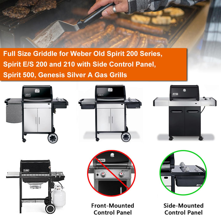 Full Size Griddle Insert for Weber Old Spirit 200 with Side Control