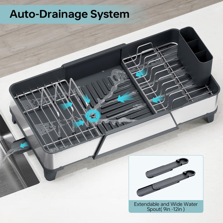 Expandable Dish Drying Rack for Kitchen Counter