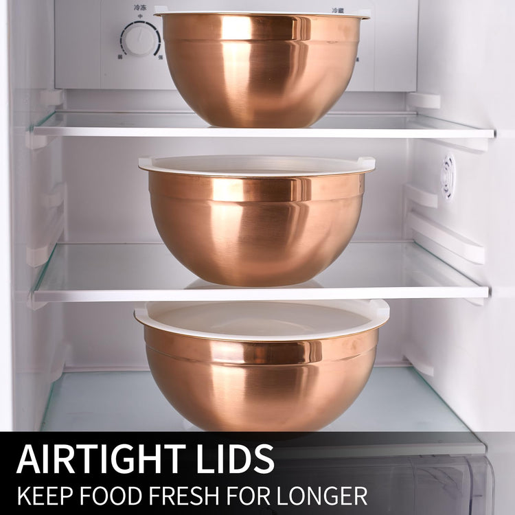 Rose Gold Mixing Bowls with Lids Set of 7