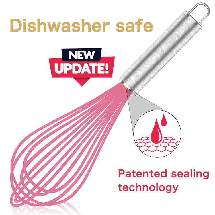 Pink Silicone Whisk Set of 3