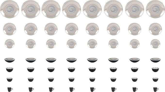Stoneware Sonoma Dinnerware Set, Black + Speckled Spin Wash (56pc Set, Grey)