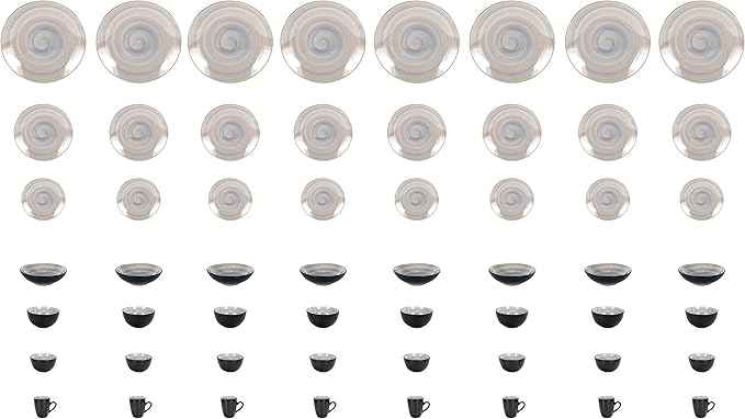 Stoneware Sonoma Dinnerware Set, Black + Speckled Spin Wash (56pc Set, Grey)
