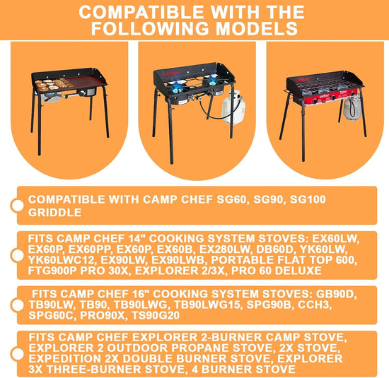 Flat Top Griddle for Camp Chef 2 Burner Stove EX60P EX60LW TB90 GB90D SPG90B TB90LWG StoveTop Parts for 16" & 14" Cooking Systems, 14" x 32" Camp Stove Griddle for Camp Chef Accessories, 1PC - Nestoria