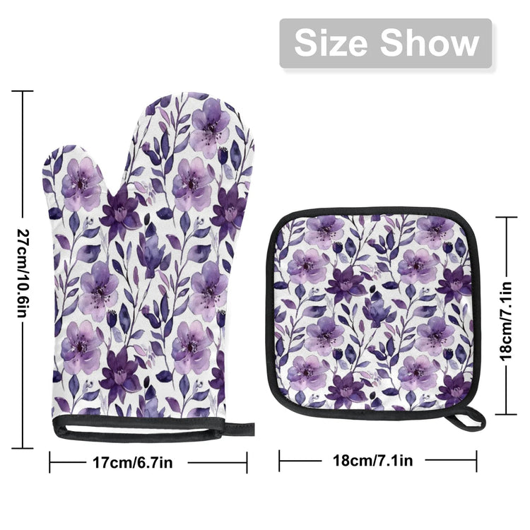 Flower Oven Mitts and Pot Holders Sets (2 Count)