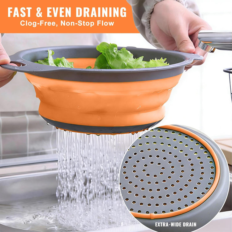 2 Pack Collapsible Silicone Colander with Handle (2 Count)