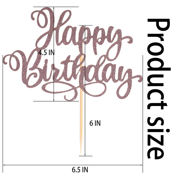 Happy Birthday Cake Toppers 9 Inch Glitter Happy Birthday Cake Pick for Birthday Anniversary Theme Party Cake Decorations Supplies