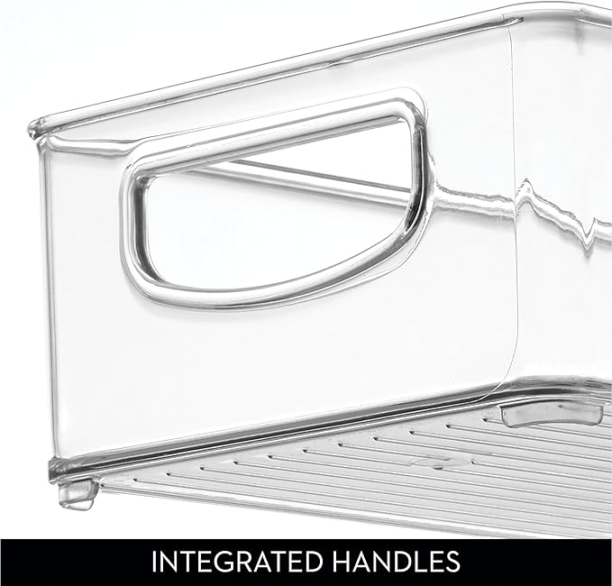 iDesign Slim Extra Long Clear Storage Bin, Narrow Stackable Organizer for Kitchen or Pantry, 4-Pack