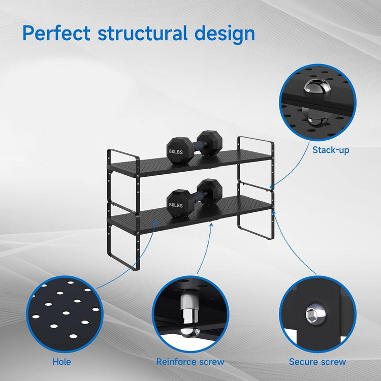 Expandable Cabinet Shelf Organizer Adjustable Metal Spice Rack Stackable Freestanding Counter Storage Shelves for Kitchen Cabinet Under Sink Office Desk (3 Count)