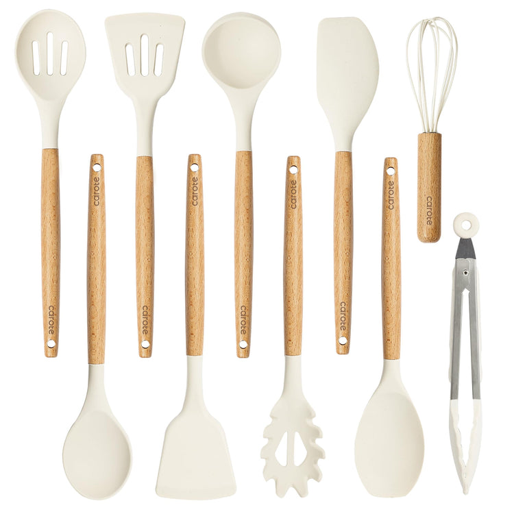 10 Piece Kitchen Utensils Set with Wood Cool (10 Count)