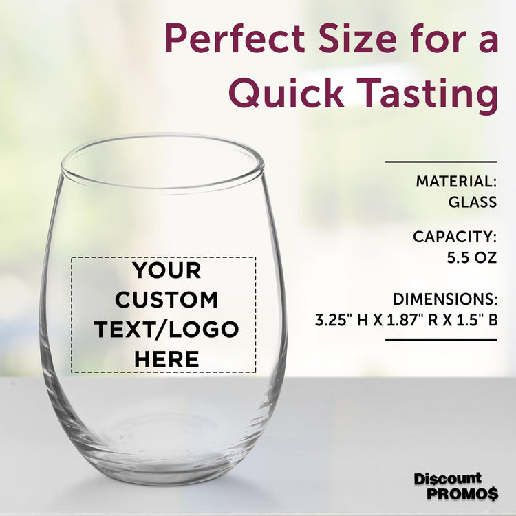 Custom Stemless Wine Glasses by ARC 5.5 oz Set of 12 (100 Count)