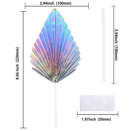 6Pcs Paper Palm Fan Cake Toppers Palm Spear Leaves Fan Cupcake Toppers Cake Insert Decorations Craft DIY Cake Bakeware Decoration for Birthday Party Wedding Party Decor Supplies Laser (6 Count)