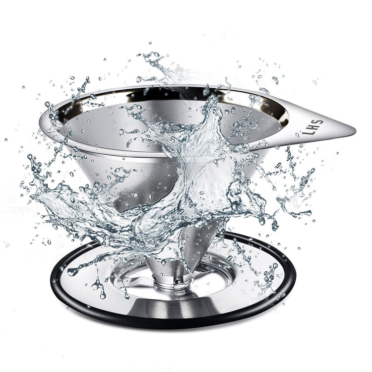Pour Over Coffee Dripper Stainless Steel Coffee Filter Metal Cone Filter Paperless Reusable Coffee Filter Single Cup Coffee Maker 1
