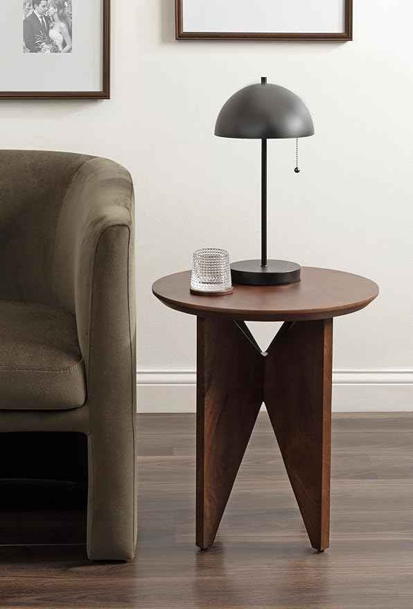 Kate and Laurel Faiza Modern Wooden Round Side Table, 18 x 18 x 20, Walnut Brown, Transitional Wood End Table for Use as Bedroom Nightstand or Living Room Accent Table