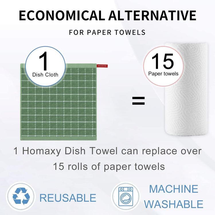 100% Cotton Terry Kitchen Dish Cloths (12 Count)