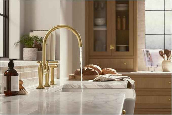 Kohler K28356-BL Edalyn by Studio McGee 1.5 GPM Widespread Bridge Kitchen Faucet - Includes Side Spray Matte Black