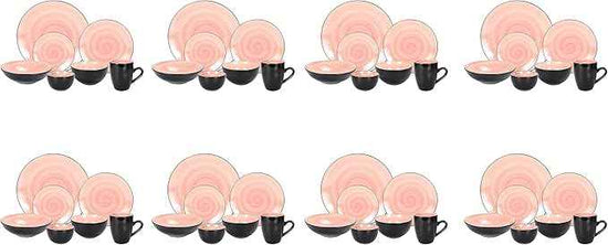 Stoneware Sonoma Dinnerware Set, Black + Speckled Spin Wash (56pc Set, Rose)
