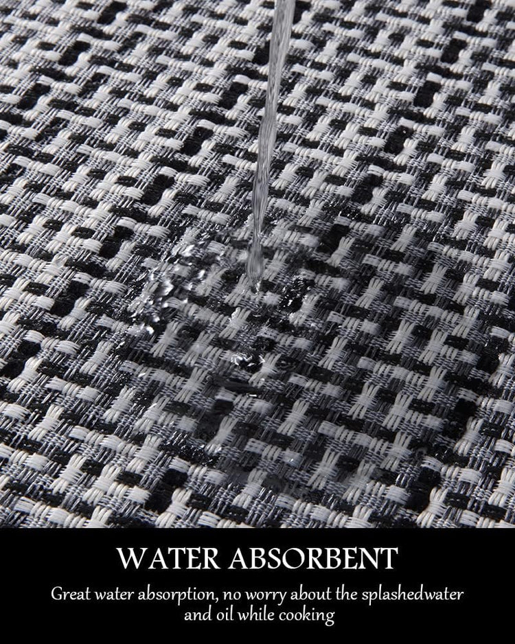 PADOOR Kitchen Mats for Floor, Kitchen Rugs Non Slip Washable, Half Circle Kitchen Floor Mat Sink Rug Rubber Backed Super Absorbent, 20”x32” Black