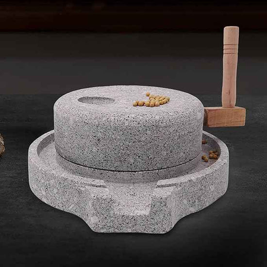 Traditional Stone Grain Mill-Natural Spice Grinder,Dry/Wet Graphite Machine,Perfect Kitchen Tool For Healthy Cooking(30cm/11.8in)