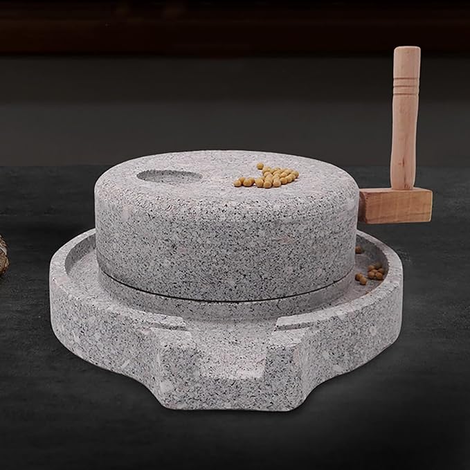 Traditional Stone Grain Mill-Natural Spice Grinder,Dry/Wet Graphite Machine,Perfect Kitchen Tool For Healthy Cooking(20cm/7.9in)