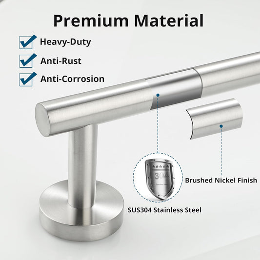 SAYAYO Brushed Nickel Towel Bar for Bathroom, 24 Inch Towel Rack Towel Rod Towel Holder Wall Mount SUS304 Stainless Steel (21 Inch Hanging Length)