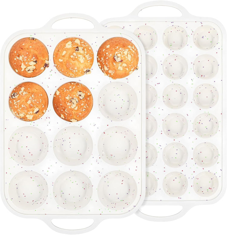 Silicone Muffin Pan with Metal Reinforced Frame (2 Count)