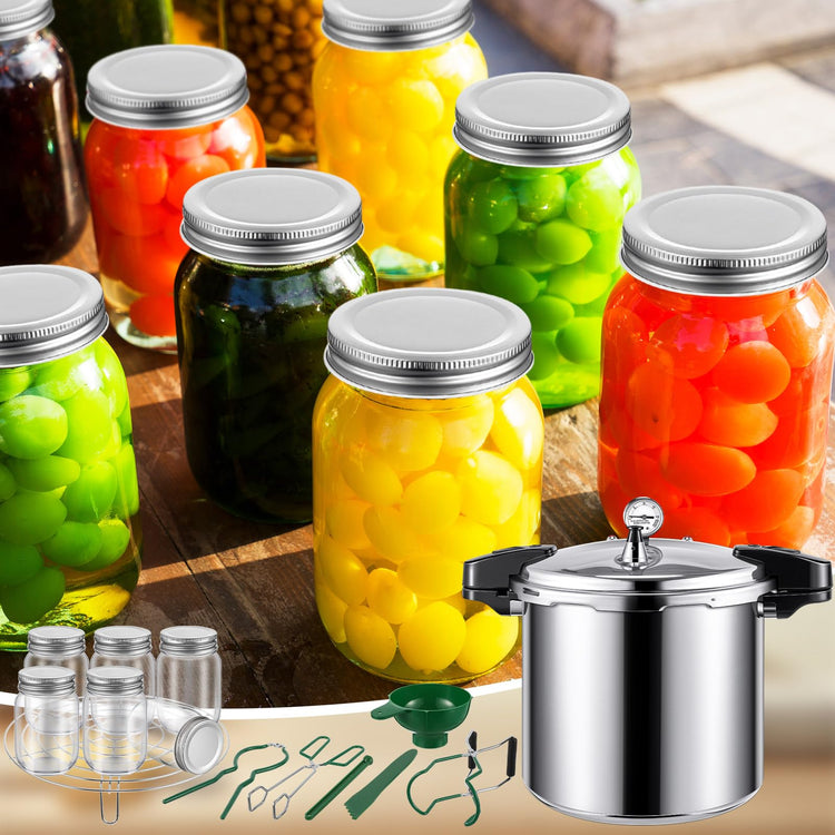 24qt Pressure Cooker with 6 Mason Jars