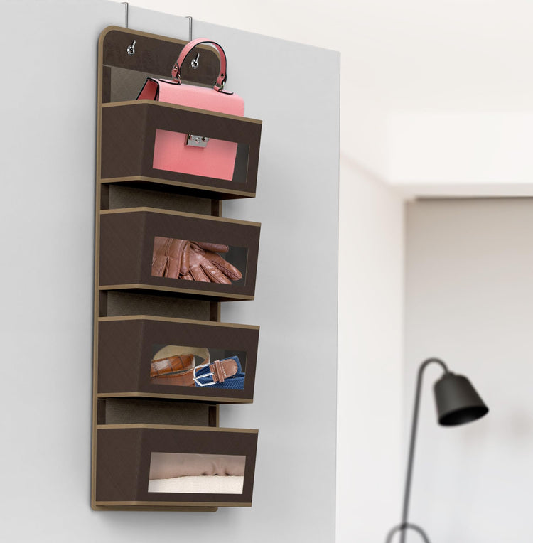 4 Clear Window Pocket Over Door Hanging Organizer
