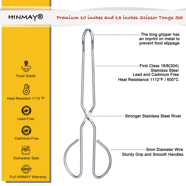 Stainless Steel Kitchen Scissor Tongs Set