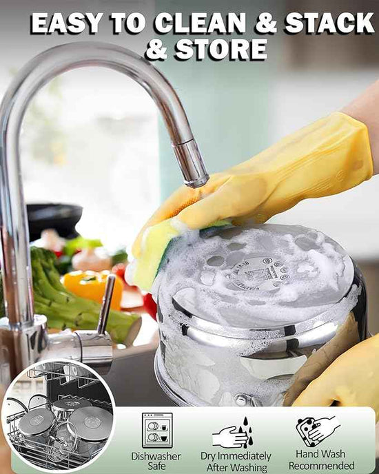 Cook N Home Stainless Steel Pot Set with Glass Lid, 6 Pieces Basics Cookware Set with Stay-Cool Silicone Handles, 1.5/3/5.5 Quarts Small Cooking Stock Pot Saucier Casserole