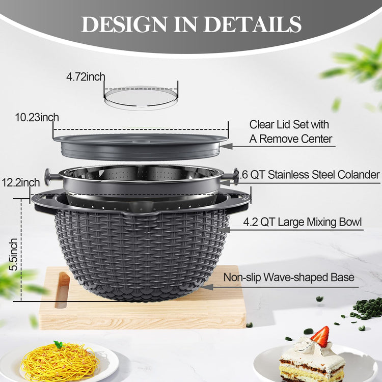 4 1 Colander with Lid Set