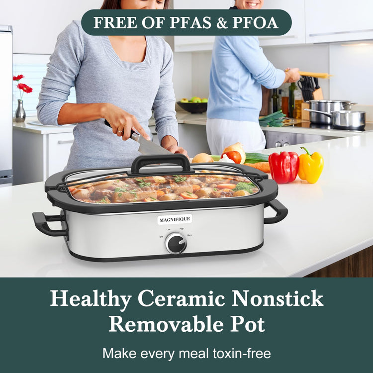 4 Quart Slow Cooker with Casserole Manual Warm Setting