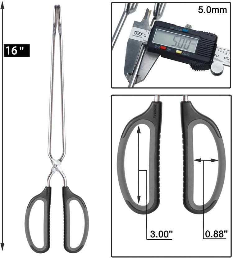 Scissor Tongs 16" Extra Long Stainless Steel Barbecue Grilling Tongs