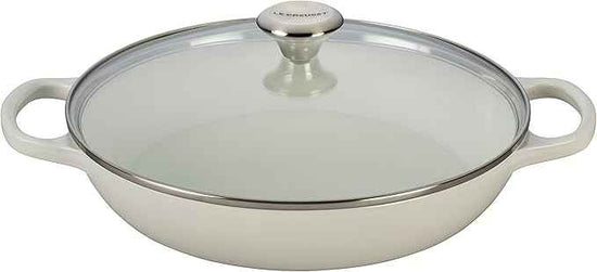 Le Creuset of America Enameled Cast Iron Buffet Casserole with Glass Lid, 3 1/2 quart, White