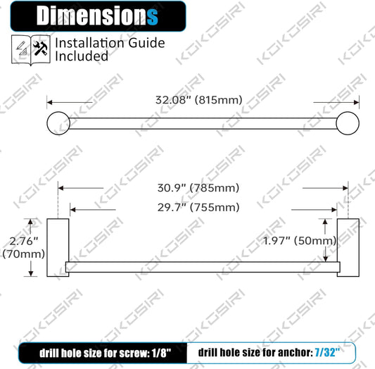 KOKOSIRI Towel Bar Brushed Gold 32-Inch Bath Towel Rack Holders Single Rail for Bathroom Wall Mounted Stainless Steel Bathroom Accessories, B4007BG-L32