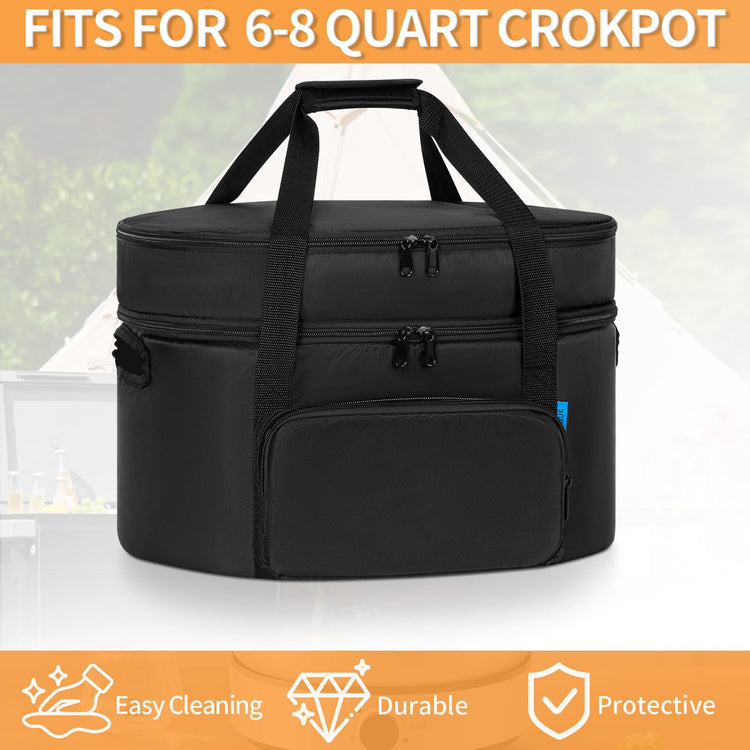 Double Layer Slow Cooker Travel Bag Compatible with 6