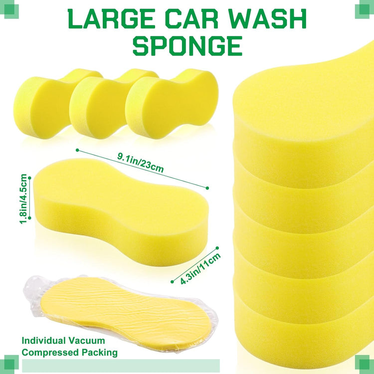 Vesici 24 Pack Large Sponges Bulk Multi-Purpose Extra Large Sponge for Washing Cars Field Day Water Games Household Cleaning Car Boat Bike Kitchen Bathroom Vacuum Compressed Packing (Bright Yellow)